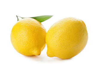 Ripe lemons on white background