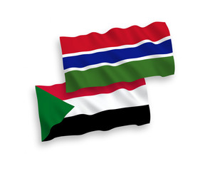 Obraz premium Flags of Republic of Gambia and Sudan on a white background