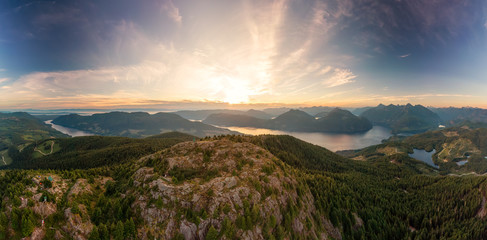 Beautiful Aerial Panoramic View of Canadian Nature Landscape from the top of Tin Hat Mountain...