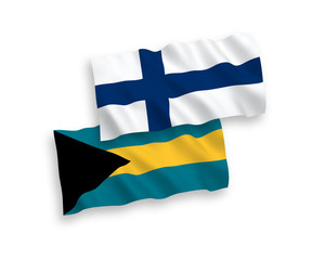 Flags of Finland and Commonwealth of The Bahamas on a white background