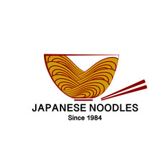 noodles logo red bowl and shopstick with text