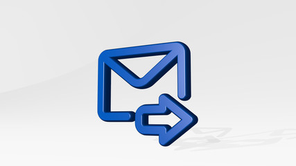 email action send 3D icon casting shadow - 3D illustration for business and communication