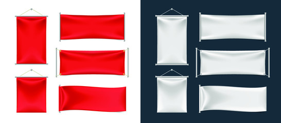 Set of Realistic Banner with Folds . Isolated Vector Elements