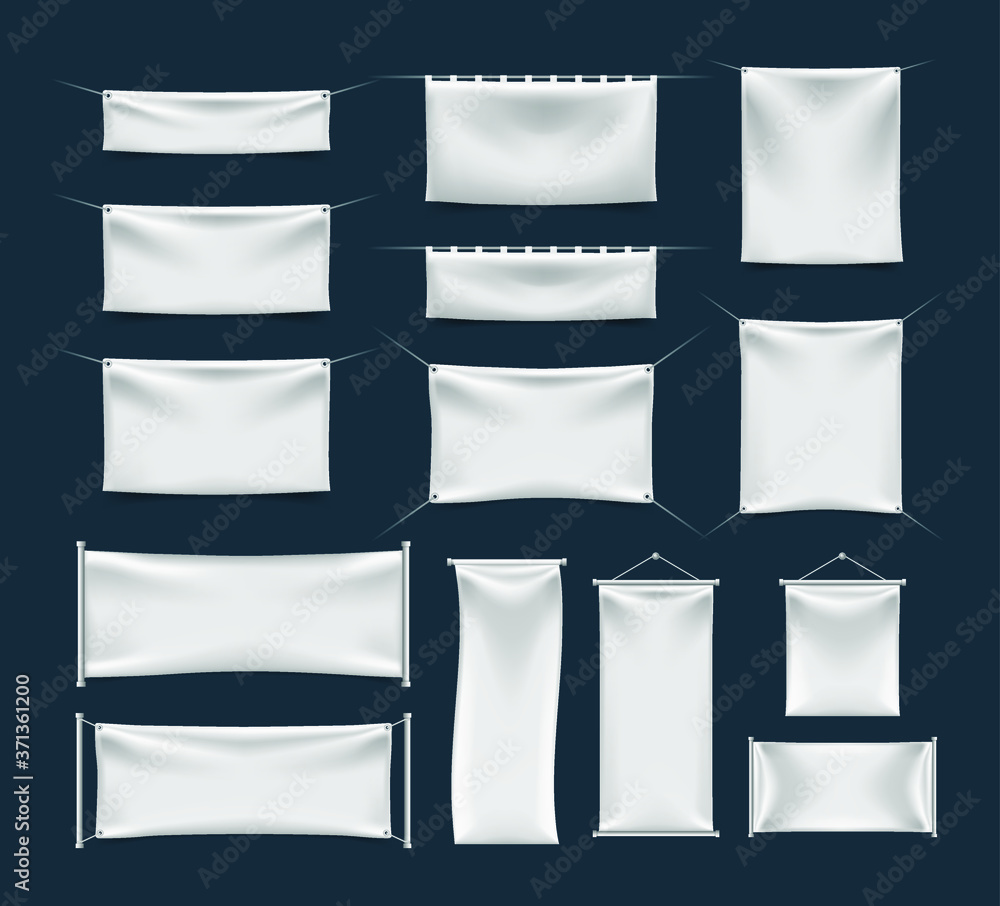 Poster set of realistic banner with folds . isolated vector elements
