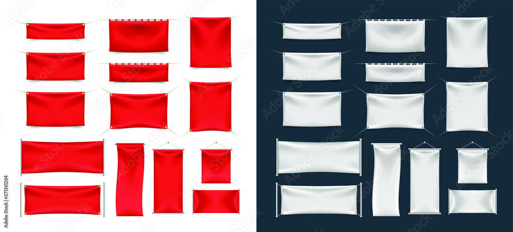 Poster set of realistic banner with folds . isolated vector elements