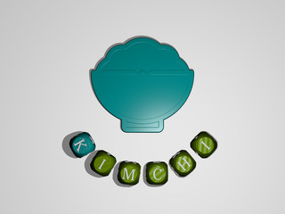 kimchi text around the 3D icon - 3D illustration for korean and cuisine