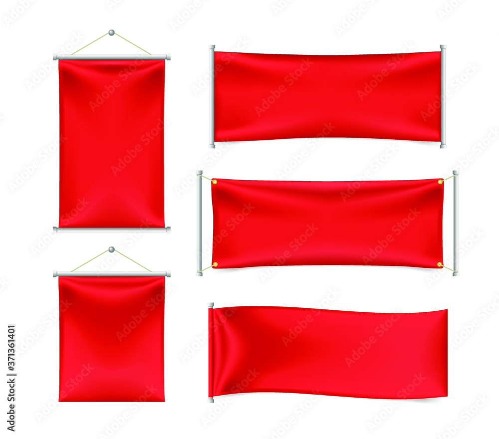 Poster set of realistic banner with folds . isolated vector elements