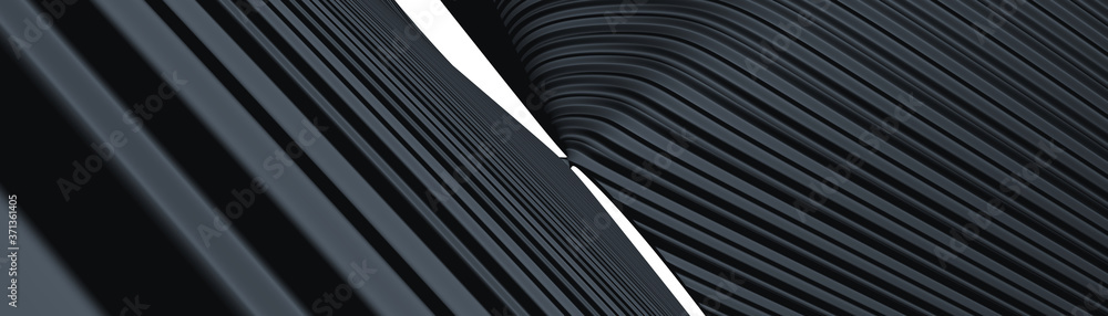Poster ultra wide image made of slate gray monochromic 3d curved abstract background image made of plain sp
