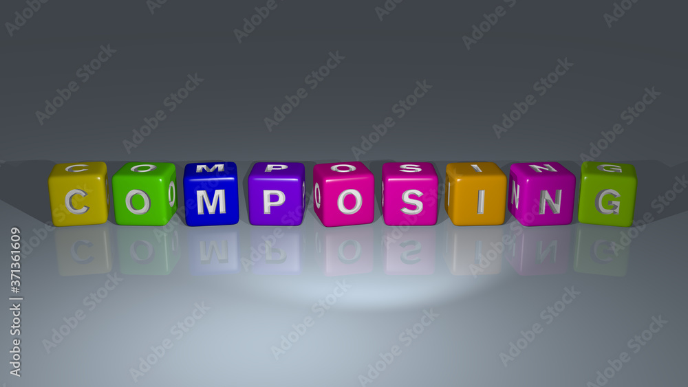 Poster combination of composing built by cubic letters from the top perspective, excellent for the concept 
