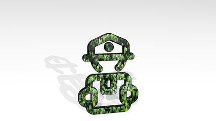 delivery man give 3D icon standing on the floor - 3D illustration for business and box