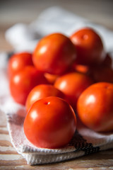 Close up of tomatoes with use of selective focus