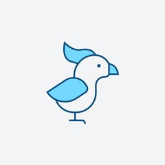 .blue line parrot icon, graphic illustration from Pet-vet collection, for web and app design