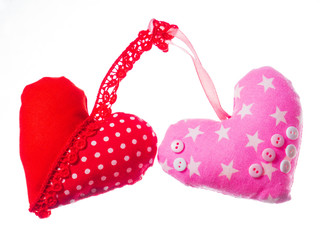 Homemade pillow for needles. Isolated image.