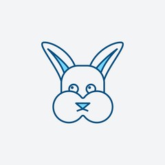 .rabbit icon, simple infographic element, in blue line style from Pet-vet set, for web and UI design
