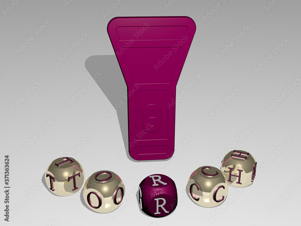 Aufkleber torch round text of cubic letters around 3d icon - 3d illustration for fire and background