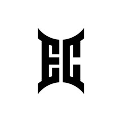 EC monogram logo with curved side
