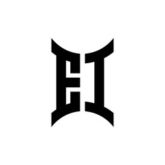 EI monogram logo with curved side