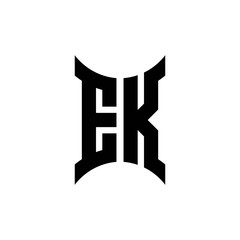 EK monogram logo with curved side