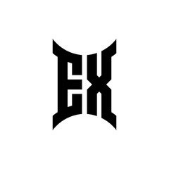 EX monogram logo with curved side