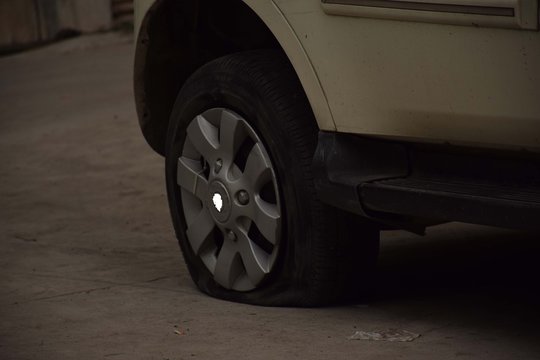 Beautiful picture of car punture tyre