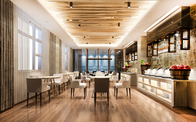 3d rendering nice restaurant with elegant decoration
