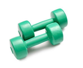 Color dumbbells on white background