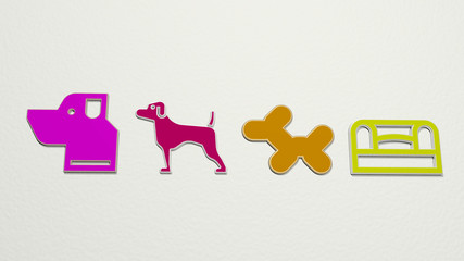dog 4 icons set - 3D illustration for animal and cute