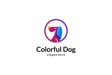 dog pet colorful logo design vector