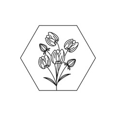 Flower line logo art icon vektor. beautiful nature.