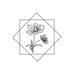 Flower line logo art icon vektor. beautiful nature.