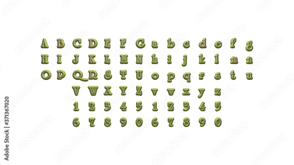 Poster full set of english letters in 3d illustrations separated to two sides for matching perspectives, li