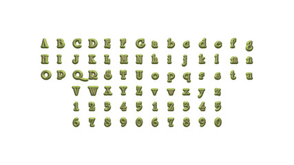 Full set of English letters in 3D illustrations separated to two sides for matching perspectives, lightings and shadows for realistic combinations on white background
