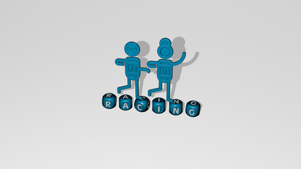 RACING 3D icon over cubic letters - 3D illustration for car and race