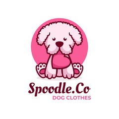 Vector Logo Illustration Dog Simple Mascot Style.