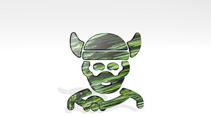 history man viking 3D icon standing on the floor - 3D illustration for architecture and ancient