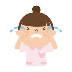 女性看護師のイラスト。号泣してる女性。