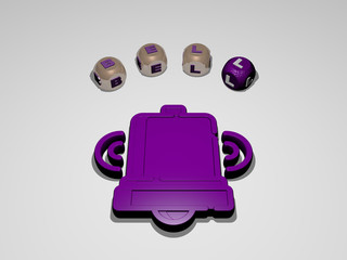 bell circular text of separate letters around the 3D icon - 3D illustration for church and background