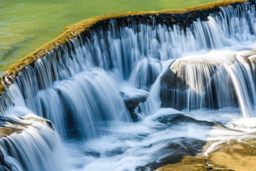 Close-up view of the Shifen Waterfall in New Taipei, Taiwan.