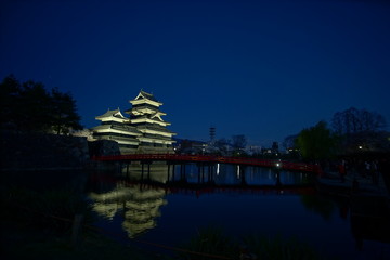 Obraz premium Mastsumoto Castle at night, Nagano Prefecture , Japan