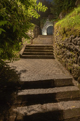 Stairs leading to the castle in Kamnik by night