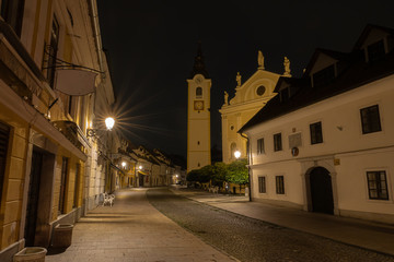 The old town of Kamnik by night