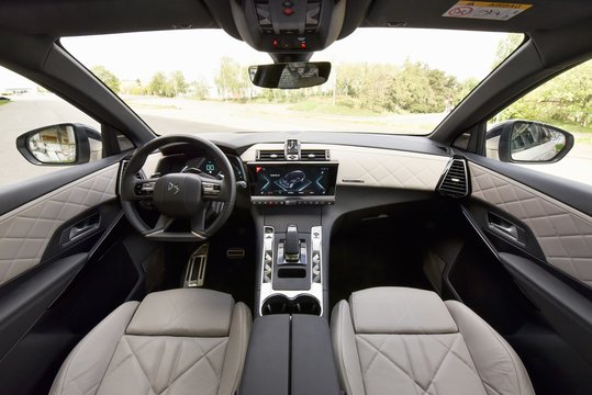 DS 7 Crossback - Plug-in hybrid. Car and original design. Dashboard. 04-30-2020, Prague, Czech Republic.