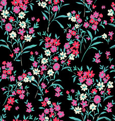 Fototapeta na wymiar weet Ditsy Florals and Leaves Small Flowers Seamless Pattern Trendy Elegant Colors Perfect for Fashion and Wrapping Paper Print