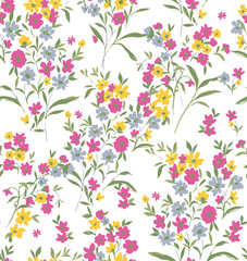 weet Ditsy Florals and Leaves Small Flowers Seamless Pattern Trendy Elegant Colors Perfect for Fashion and Wrapping Paper Print