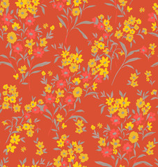 weet Ditsy Florals and Leaves Small Flowers Seamless Pattern Trendy Elegant Colors Perfect for Fashion and Wrapping Paper Print