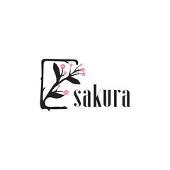 Sakura plant flower logo design template