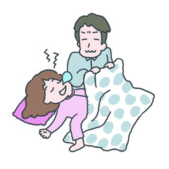 妻のいびきがうるさくて眠れない夫