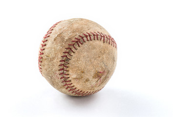 A old Baseball ball on the white background