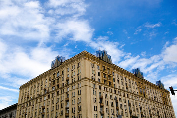 Fototapeta na wymiar Historical building in Moscow against the sky