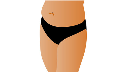 Woman Clamping Fold of Fat Belly illustration